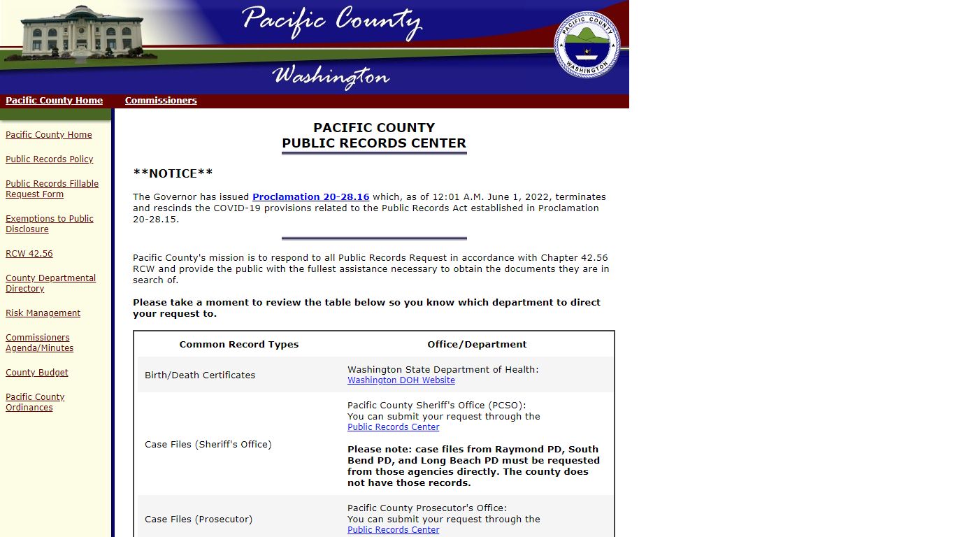 Pacific County General Administration